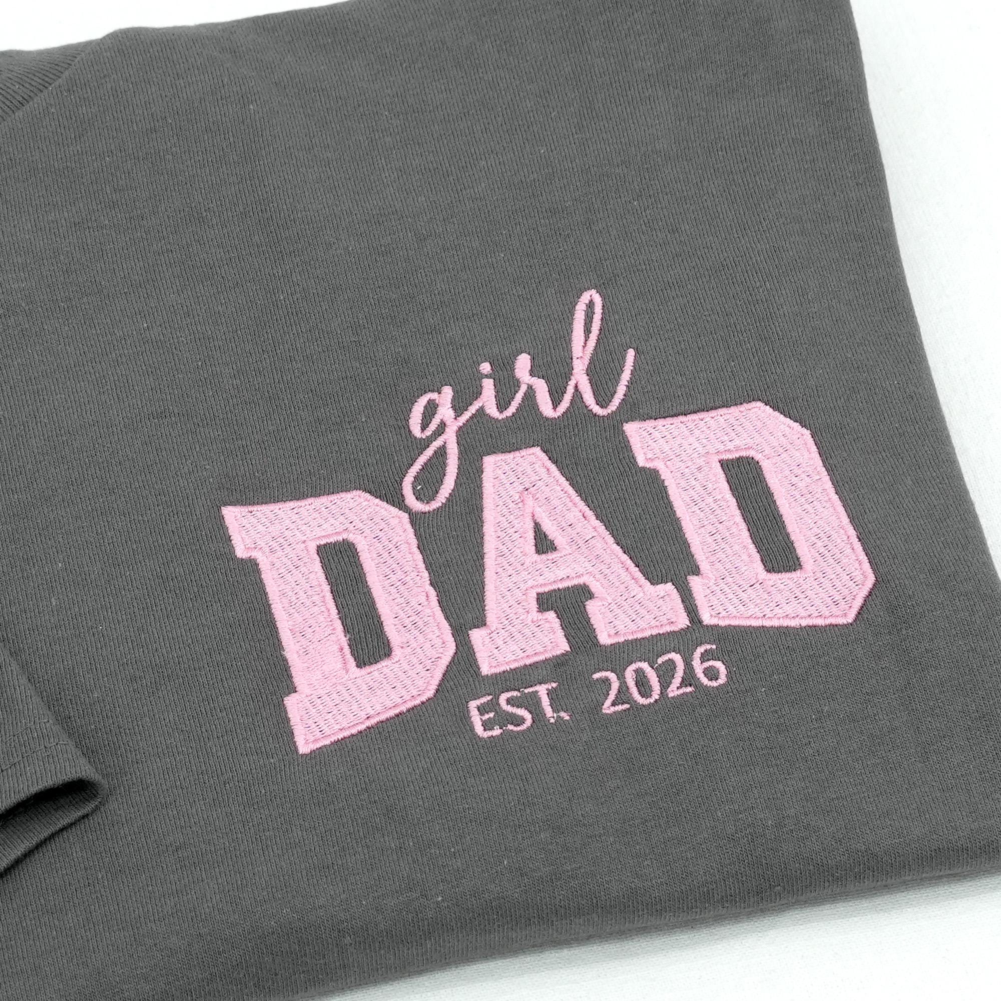 Expecting Girl Dad Shirt, Pregnancy Announcement Shirt for Dad, Embroidered Dad of Girls Shirt with Name, New Dad Gift