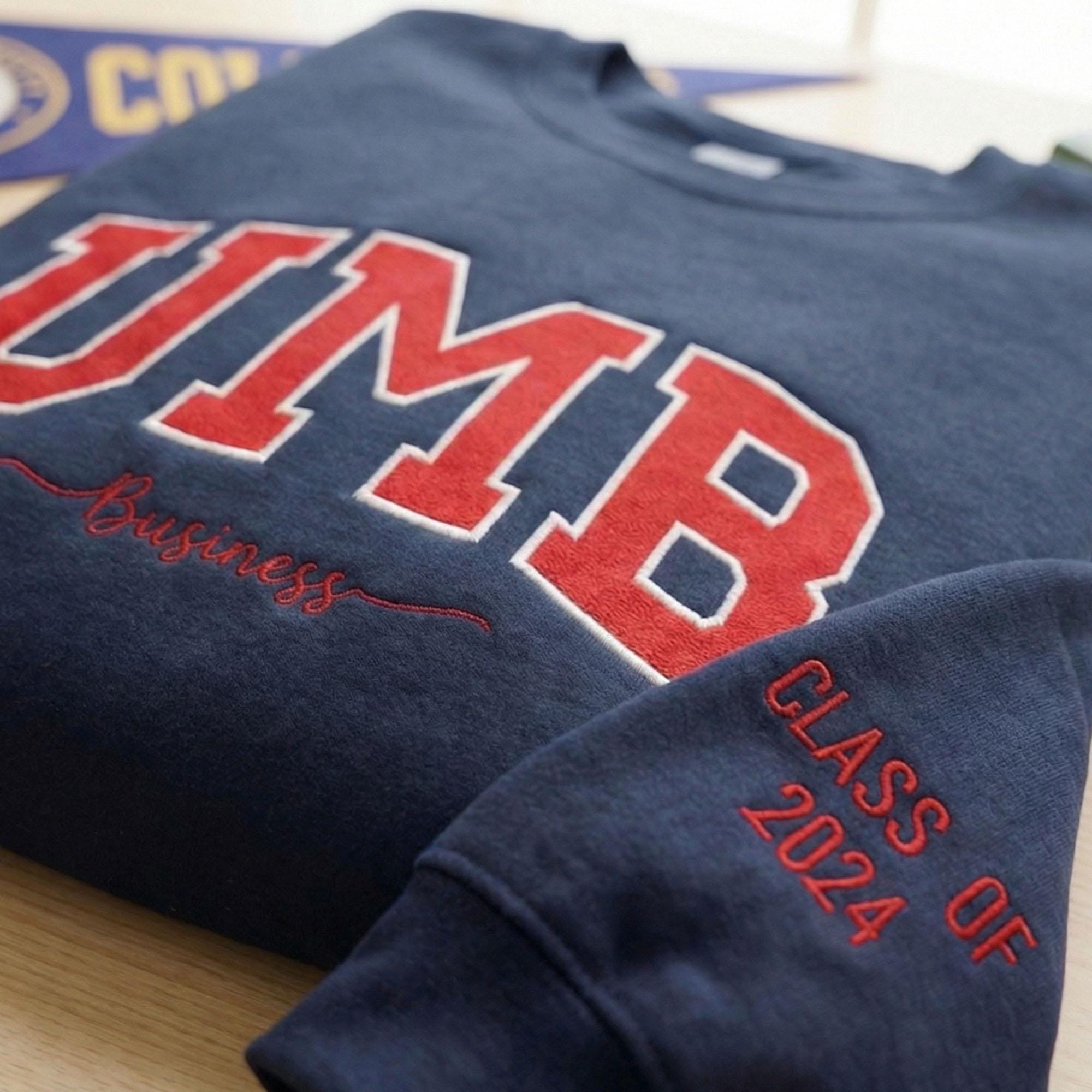 Custom Filled Embroidered Varsity Sweatshirt, Personalized College University Crewneck, Game Day Apparel, Custom Team Name Gift, Unisex Sweatshirt