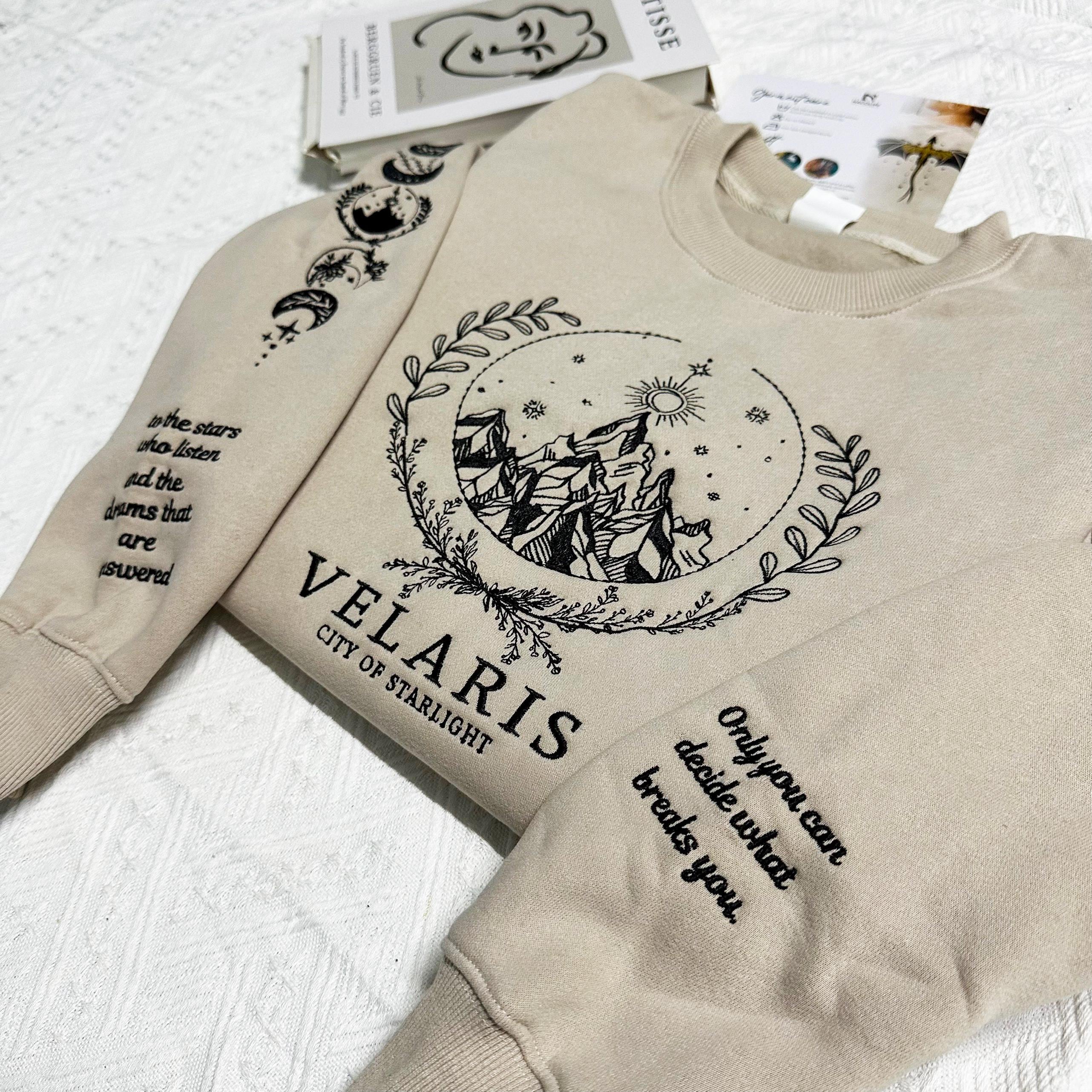 Velaris Hidden City embroidered sweatshirt, Velaris City Of Starlight Embroidered Shirt, The Night Court Shirt, City of Starlight, ACOTA