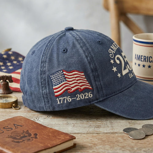 America 250 Hat 1776–2026, USA 250th Anniversary Embroidered Cap, Patriotic Baseball Hat, Veteran Gift, USA Pride Cap