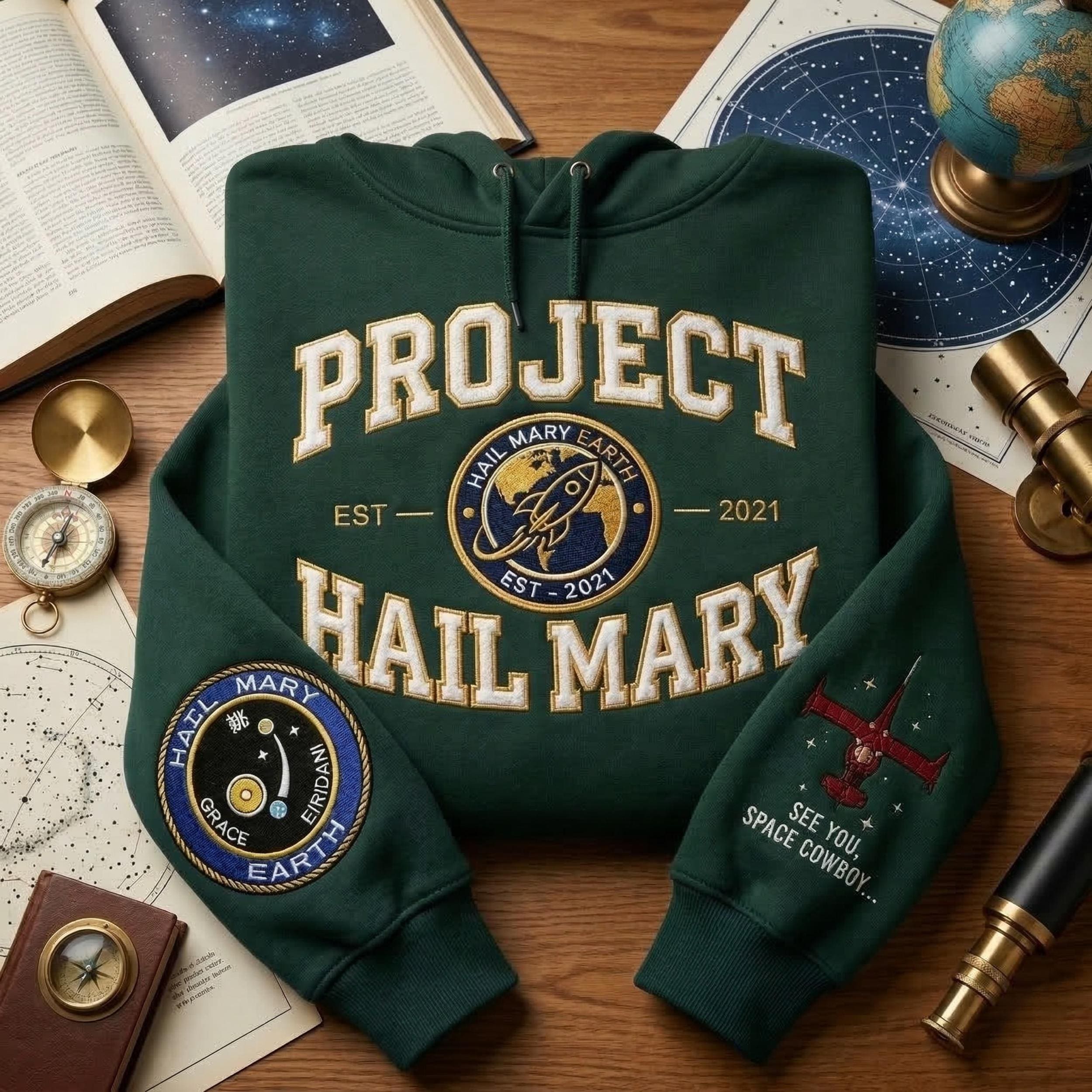 Space Explorer Embroidered Shirt, Scifi Novel Fan Embroidery Sweatshirt, Project Hail Mary Hoodie, Astronomy Lover Gift, Science Nerd Hoodie