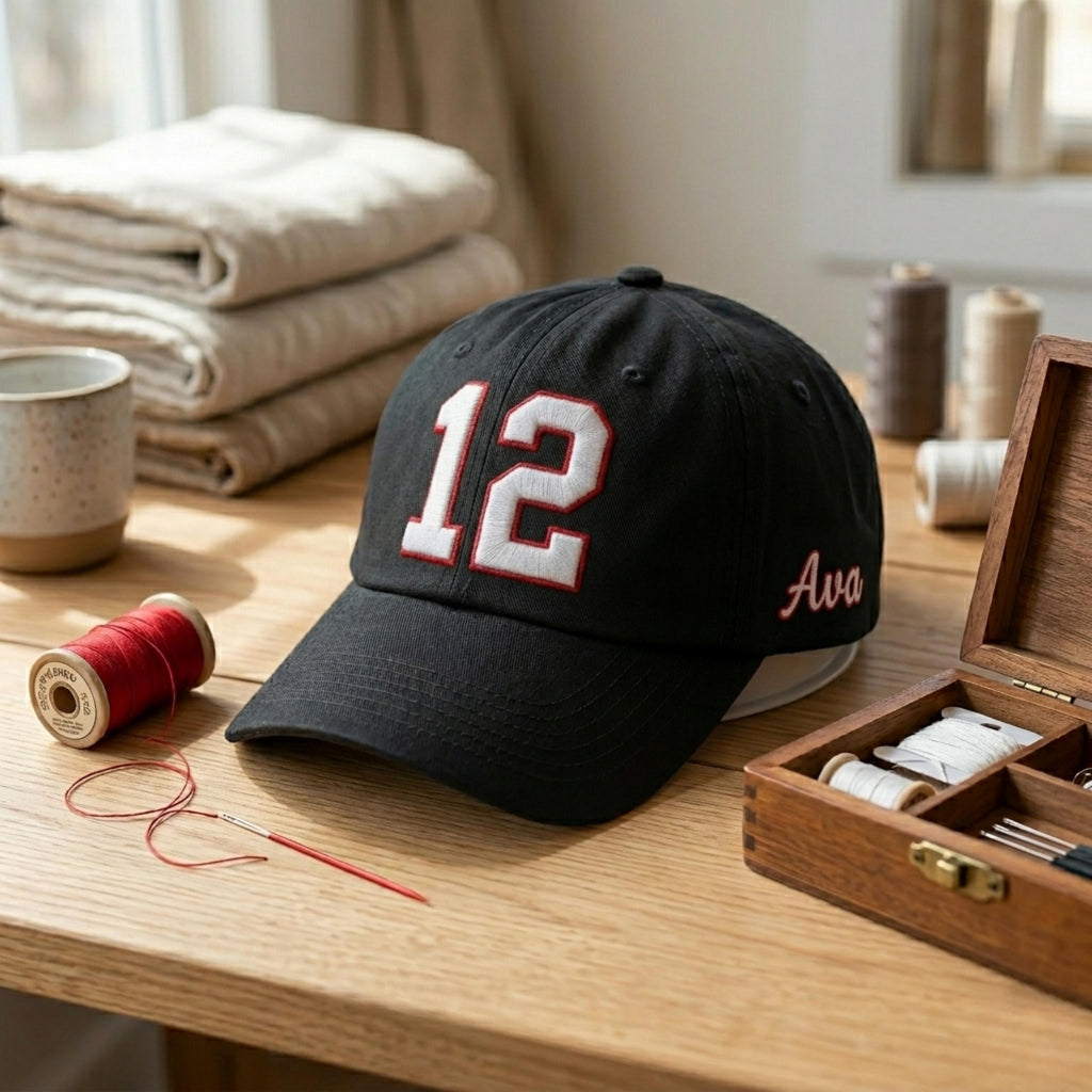 Personalized Baseball Cap with Side Name and Number Embroidery, Custom Adjustable Dad Hat, Sports Gift for Him Her