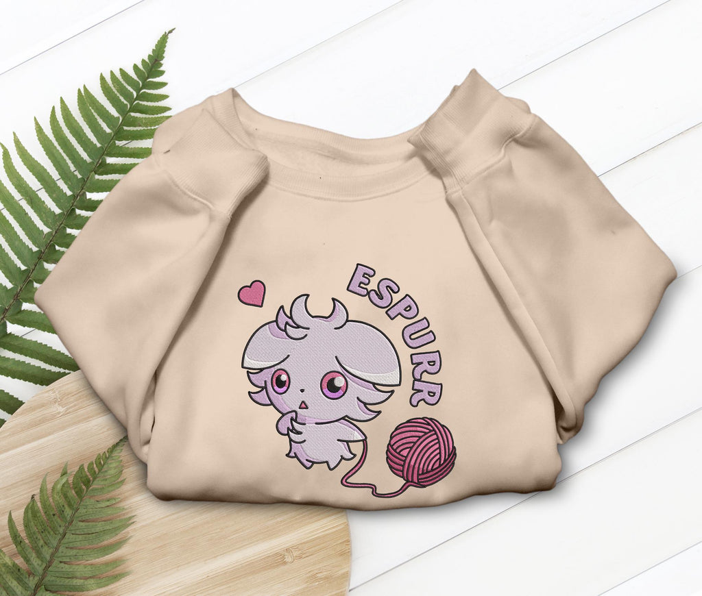 Espurr Embroidered Shirt Psychic Cat Yarn Design T-shirt Sweatshirt Hoodie Gaming Gifts