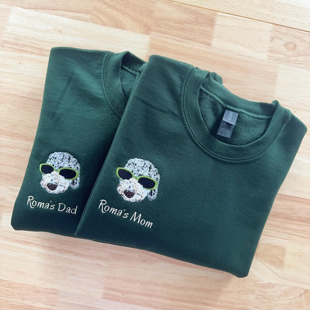 Custom Pet Portrait Sweatshirt – Embroidered Dog or Cat Hoodie, Personalized Gift for Pet Lovers, Pet Memorial Sweater