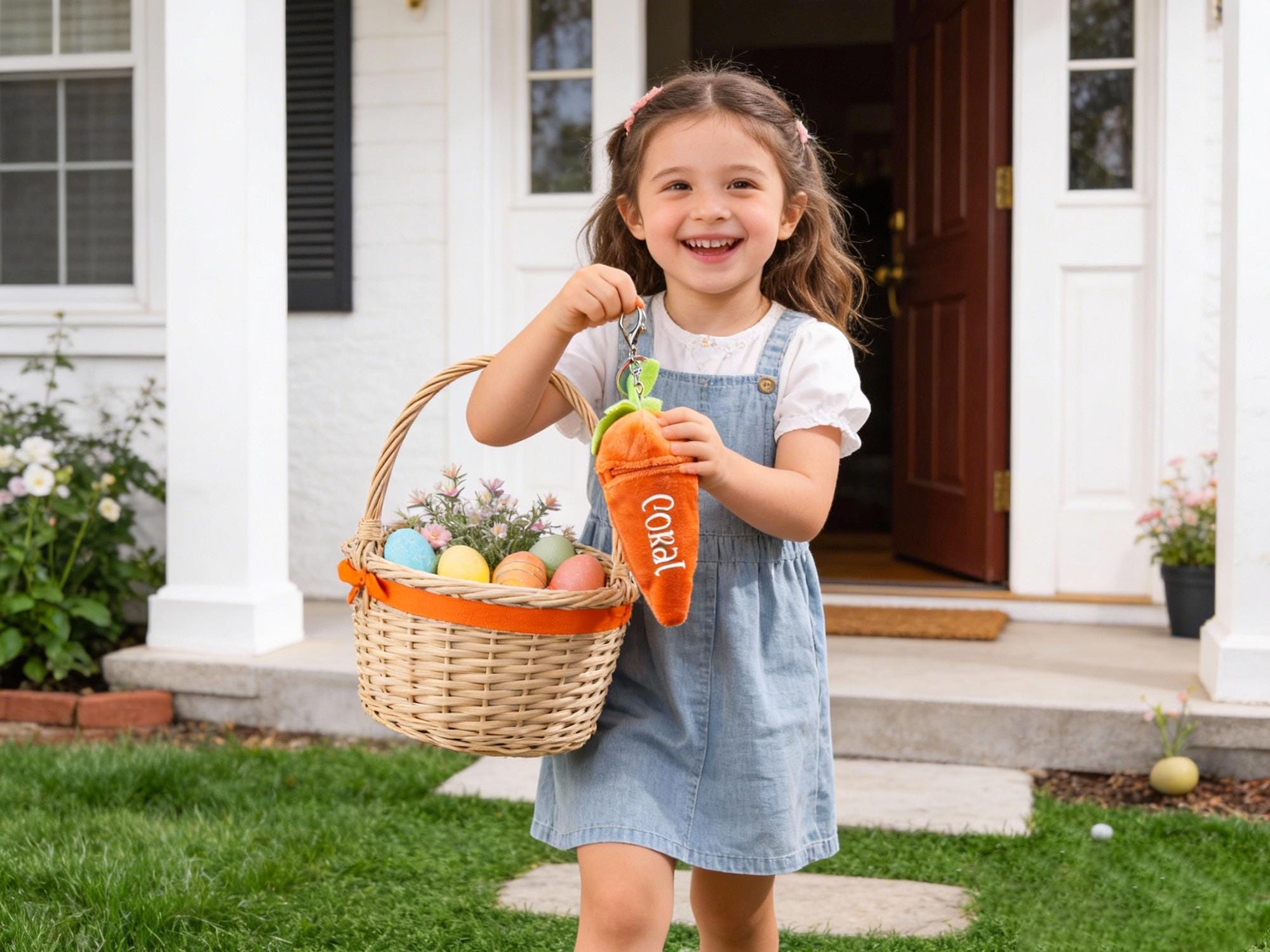 Personalized Bunny Rabbit: Plush Reversible Carrot Keychain, Custom Stuffed Animal Keychain, Easter Gifts