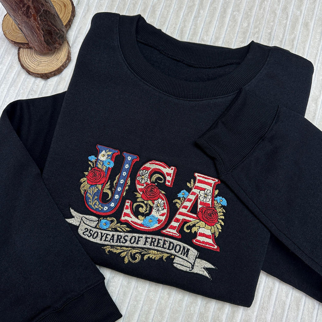 USA Embroidered Shirt, America 250th Anniversary 1776–2026