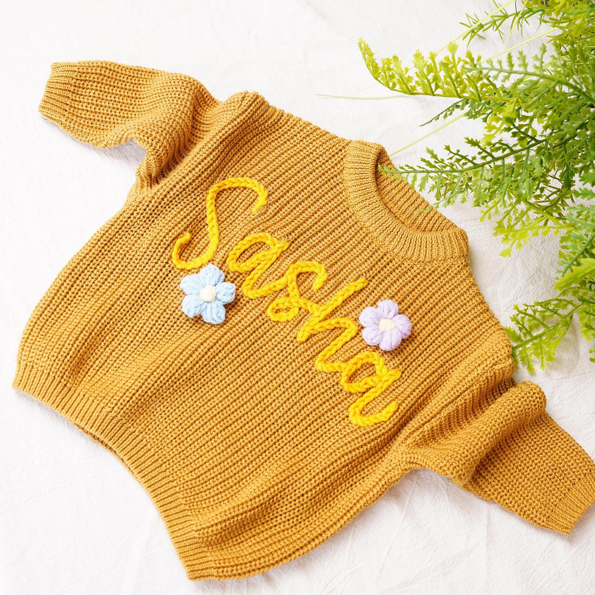 Custom Name Baby Sweater, Hand Embroidered Knit Sweater, Personalized Baby Clothes, Birthday Gift for Girls or Boys
