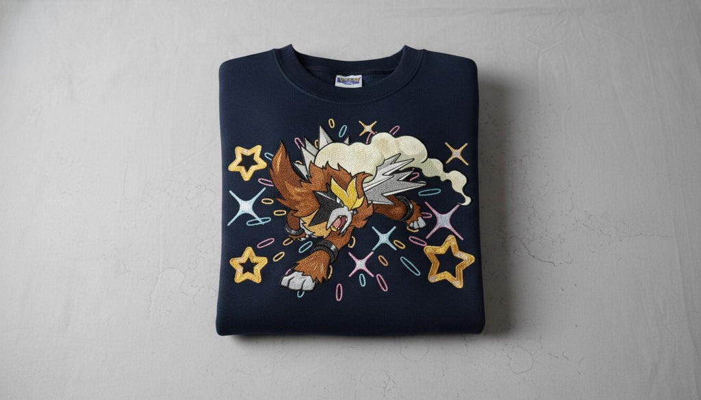 Entei Embroidered T-Shirt, Pokemon Character Embroidery Sweater, Snorlax Anime Embroidery Hoodie, Fashion Clothing, Gift For Her