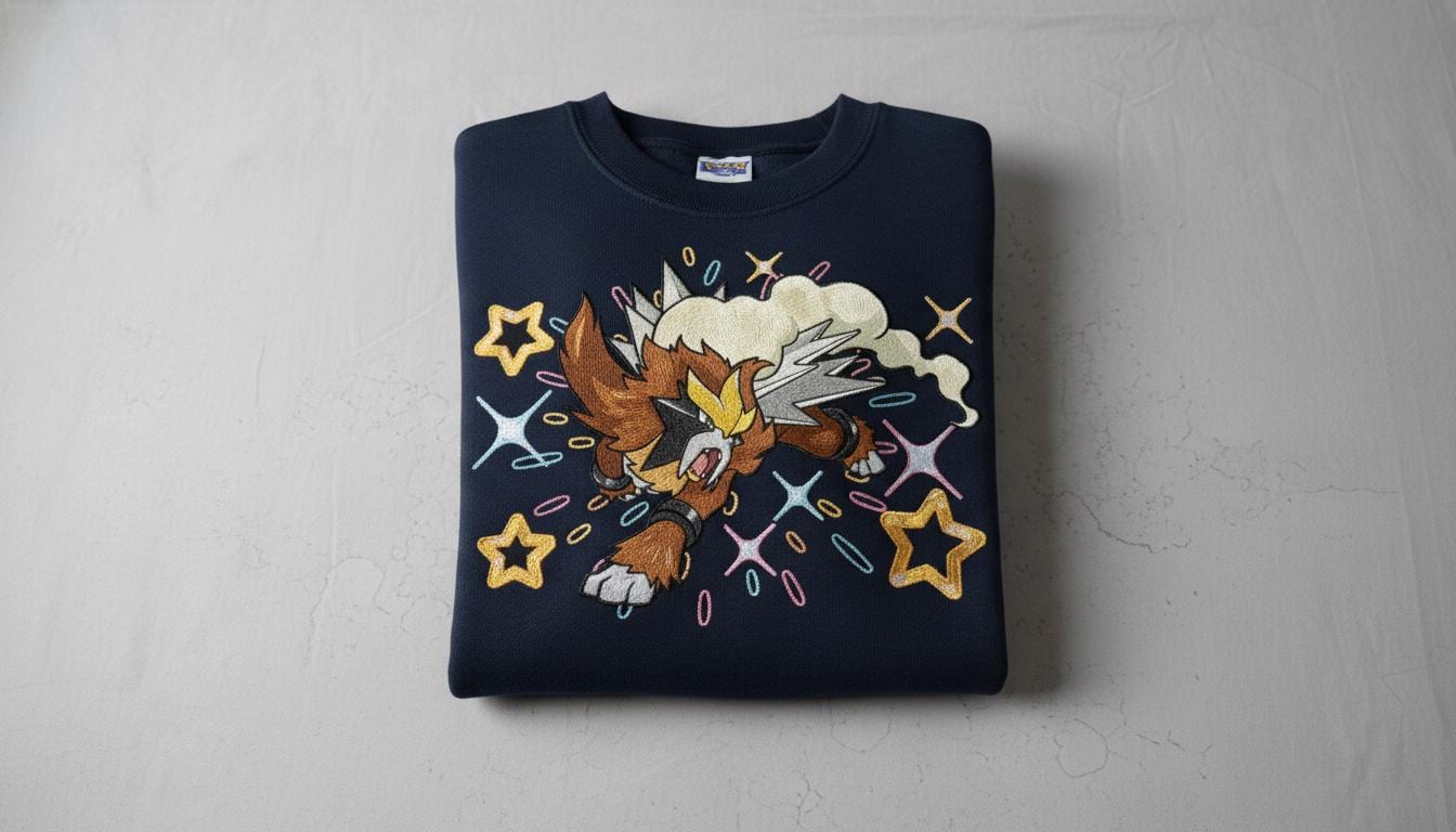 Entei Embroidered T-Shirt, Pokemon Character Embroidery Sweater, Snorlax Anime Embroidery Hoodie, Fashion Clothing, Gift For Her