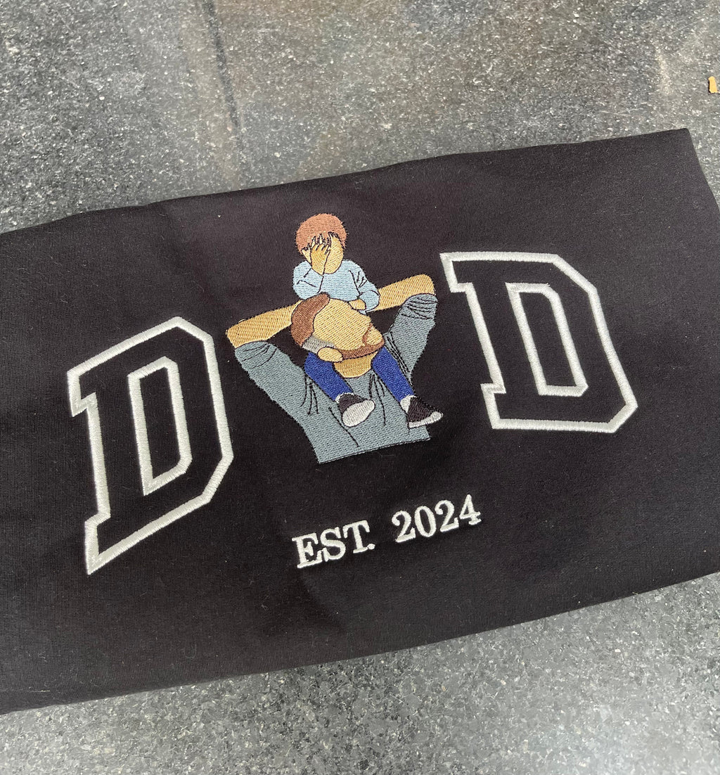 Embroidered Dad Shirt, Custom Father Embroidered T-Shirt, Personalized Photo Shirt