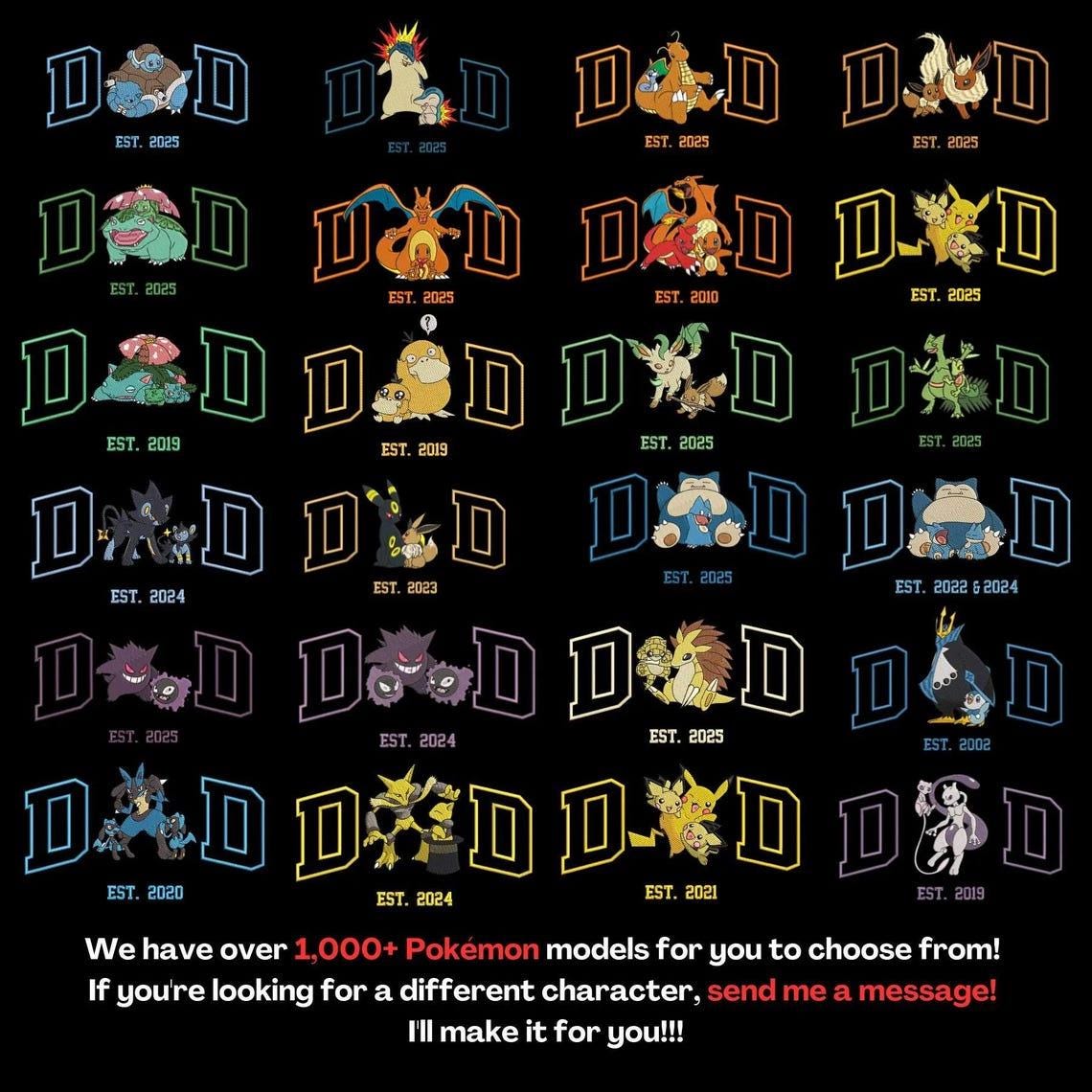 Custom Anime Dad Embroidered Shirt, Personalized PokaDad Character Sweatshirt, Gift for Dad, Anime Father's Day Gift