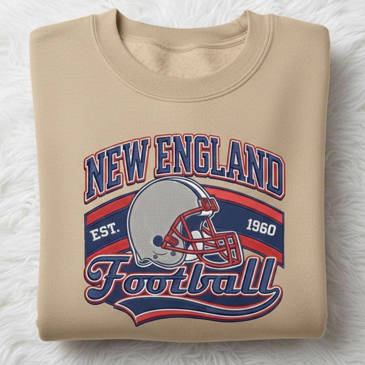 Embroidered New England Football Sweatshirt – Game Day Patriots Shirt | Unisex Hoodie for Men & Women | Football Fan Gift