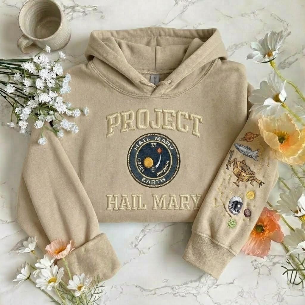 Embroidered Project Hail Mary Crewneck, Sci Fi Reader Gift Embroidered Sweatshirt, Bookish Lovers Clothing Gift