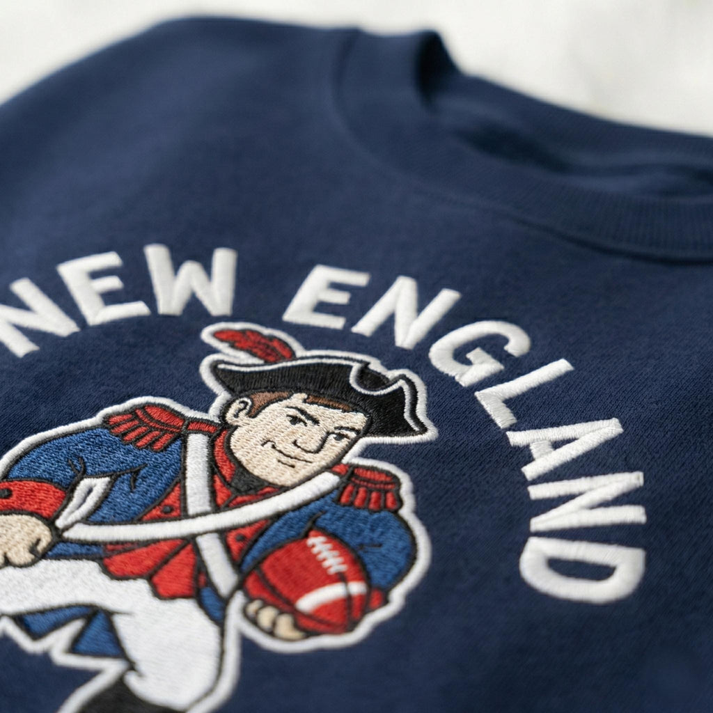 New England Football Embroidered Sweatshirt – Patriots Fan Gift Crewneck | Game Day Hoodie | Drake Maye Inspired Apparel