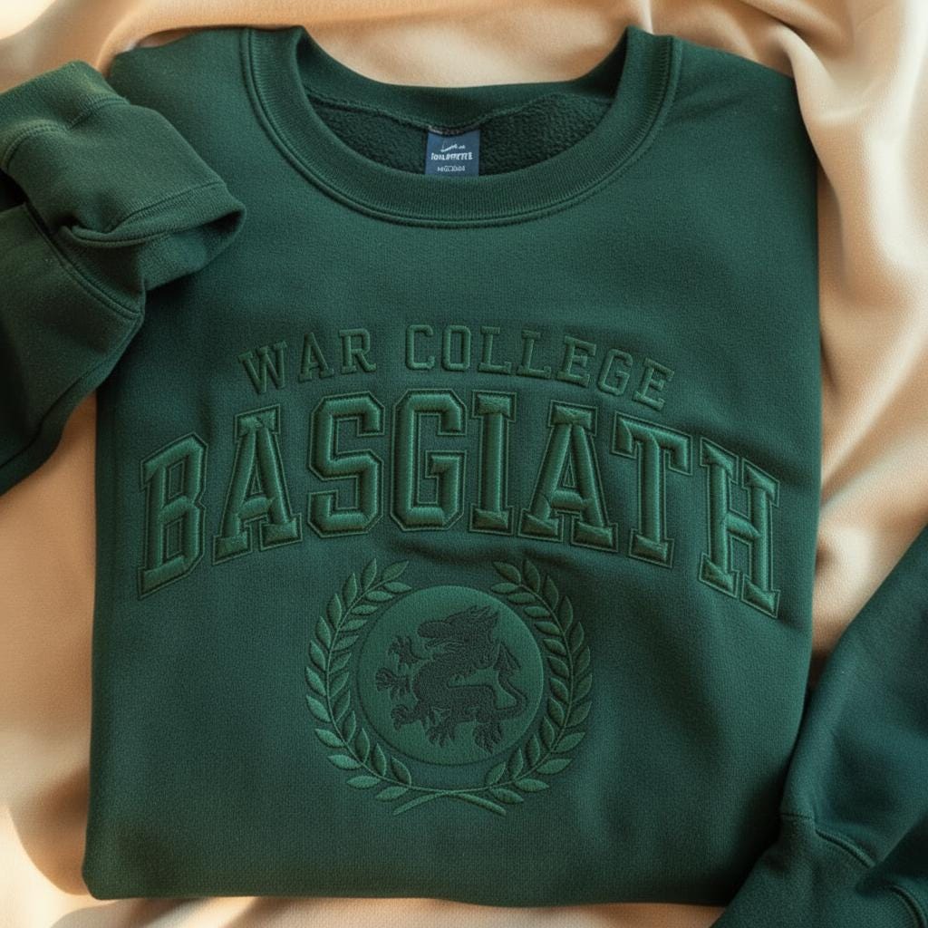 Embroidered Fourth Wing Tone On Tone Sweatshirt, Basgiath War College Dragon Rider, Dragon Book Lover Shirt