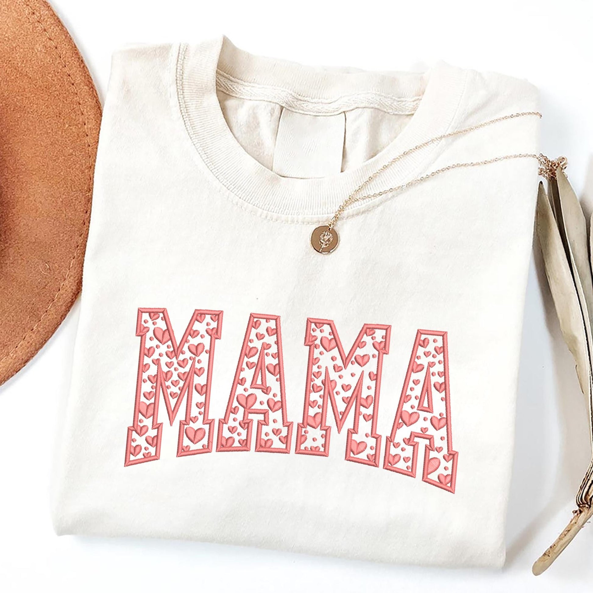 MAMA Heart Letter Embroidered Sweatshirt, Mom Valentine Sweatshirt, Cozy Valentine’s Day Gift for Mom