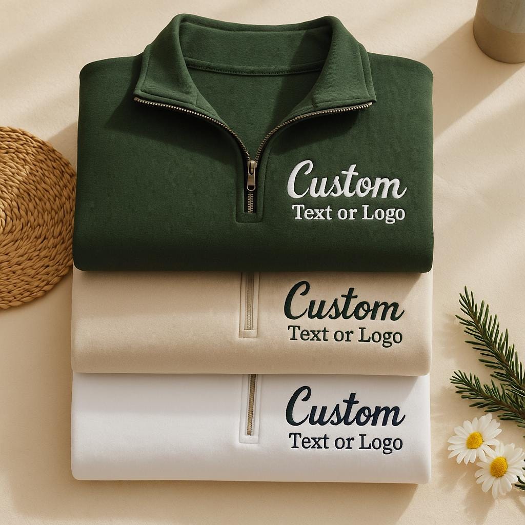 Custom Embroidered Quarter Zip Sweatshirt: Personalized Team Apparel