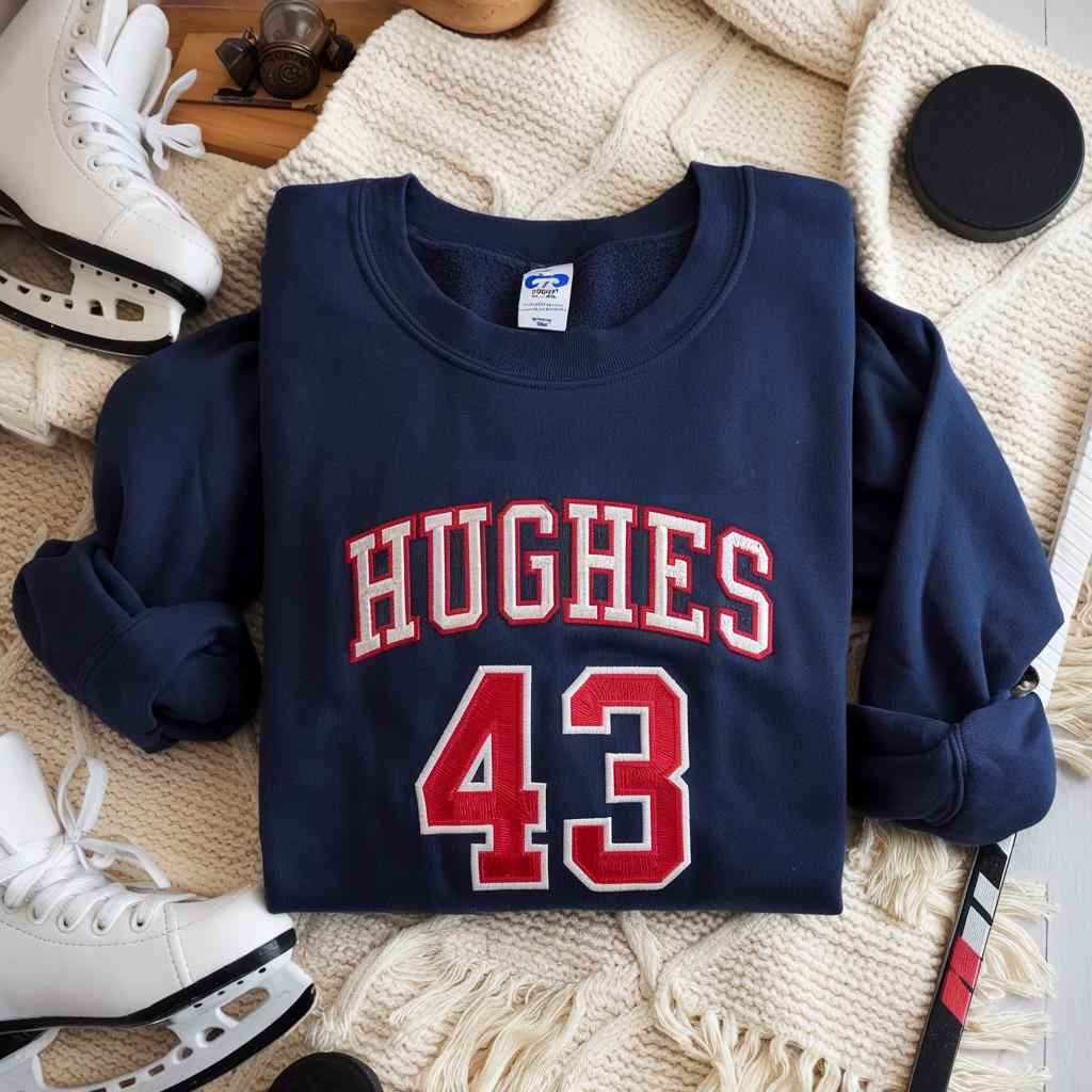 Embroidered USA HOCKEY #43 Crewneck Unisex Sweatshirt