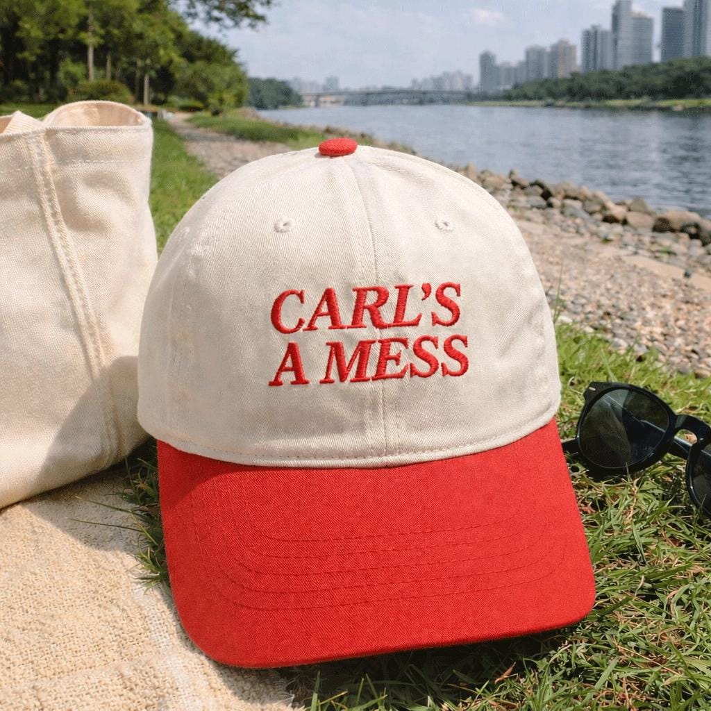 Embroidered Carls a Mess Baseball Hat – Funny Summer House Washed Cap, Reality TV Quote Hat, Vintage Dad Hat Gift for Men & Women