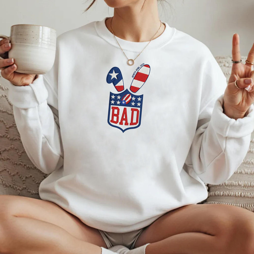 Benito Bowl Embroidered Sweatshirt – American Football Game Day Crewneck, Final Football Game Fan Shirt