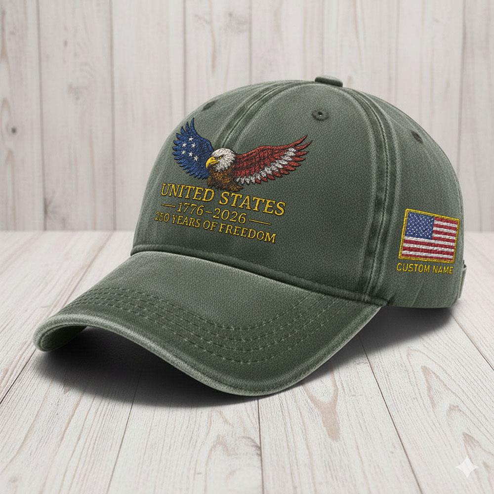 Personalized 250th Anniversary Embroidered Hat – Patriotic American Gift