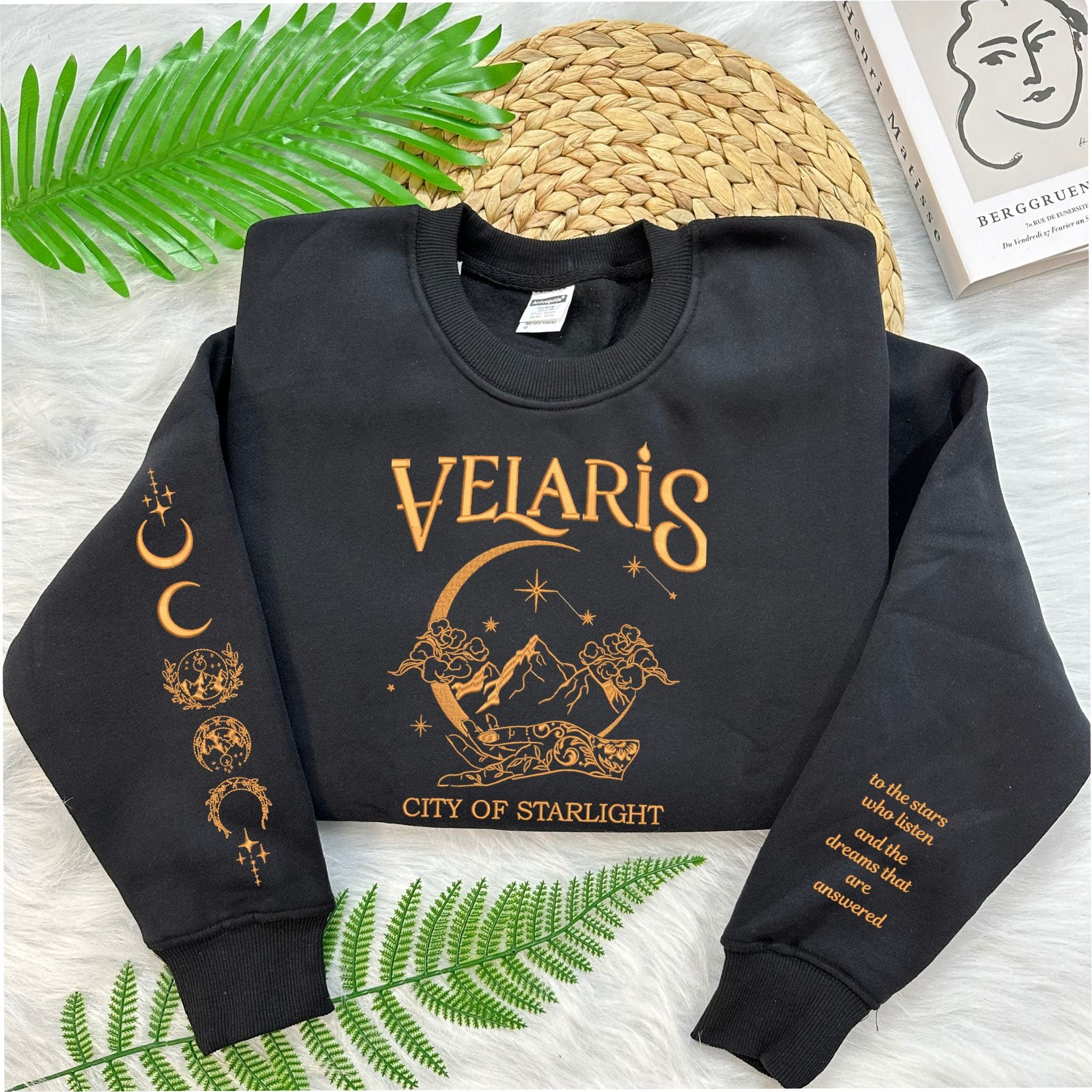 Velaris embroidered sweatshirt, ACOTA Velaris City Of Starlight Embroidered Shirt, The Night Court Shirt, SJM sweater, City of Starlight,
