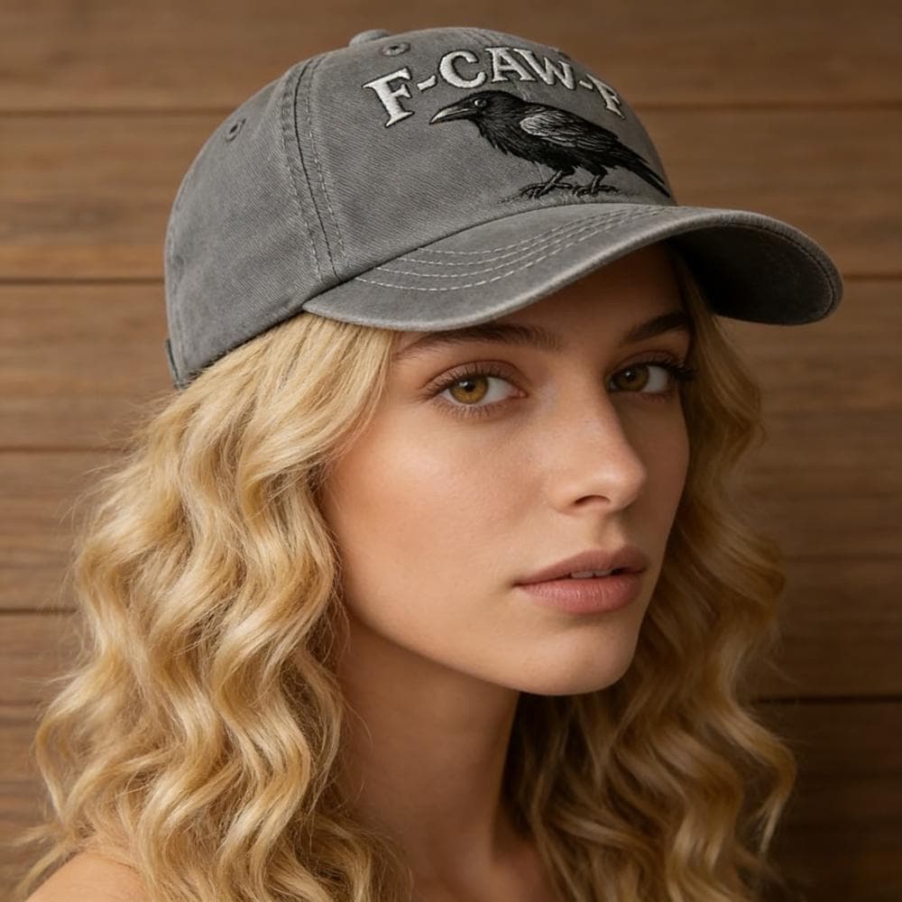 Hand-Embroidered F-Caw-F Crow Hat Men Women Adjustable Baseball Cap