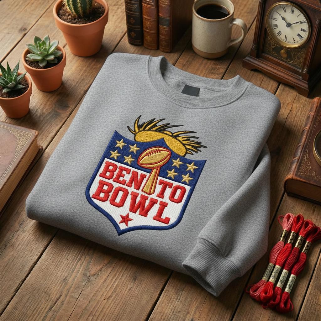 Embroidered Benito Bowl Sweatshirt – Game Day Bunny Crewneck | Puerto Rico Fan Shirt, Football-Inspired Apparel
