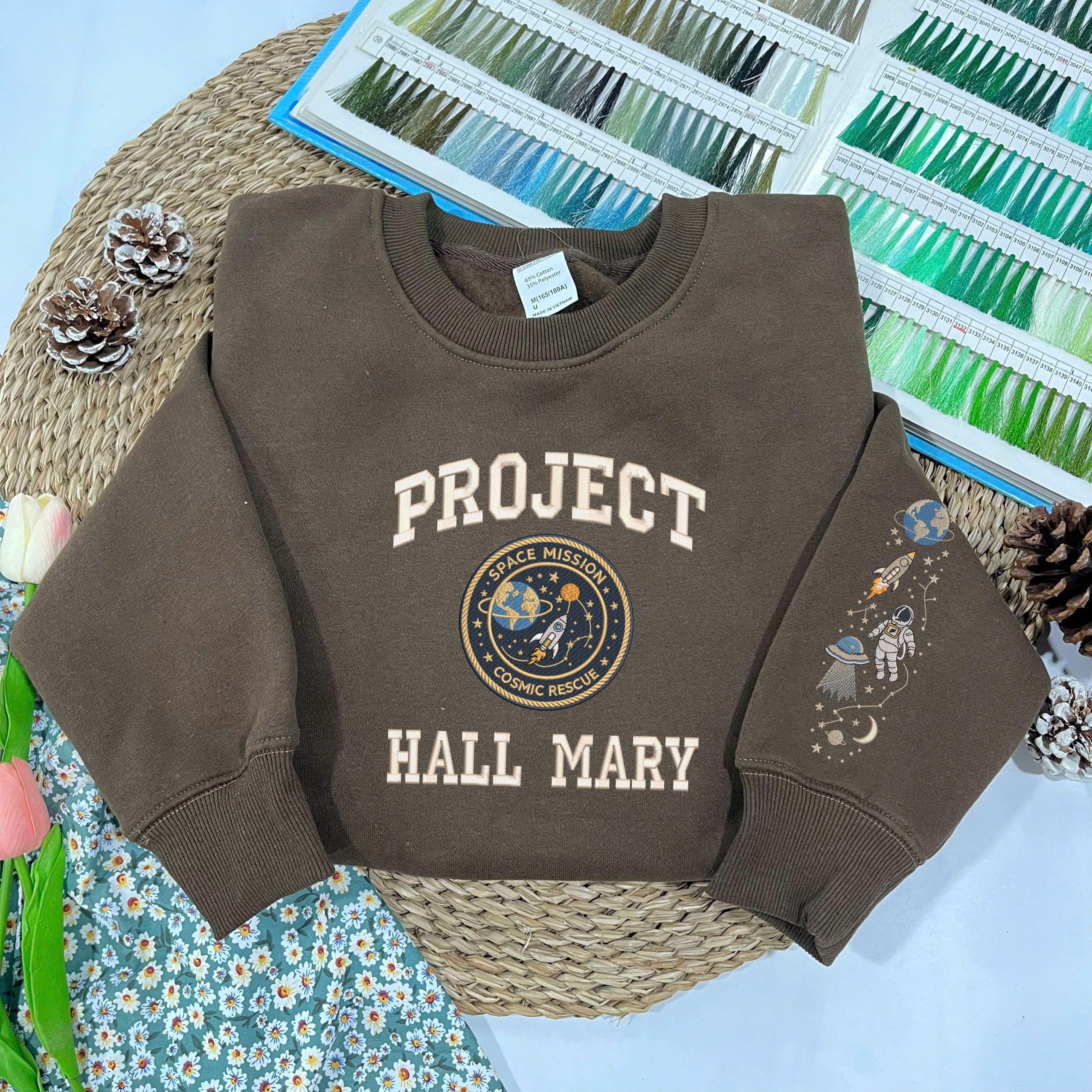 Embroidered Project Hail Mary Sweatshirt, Sci-Fi Crewneck for Book Lovers, Cozy Reader Gift
