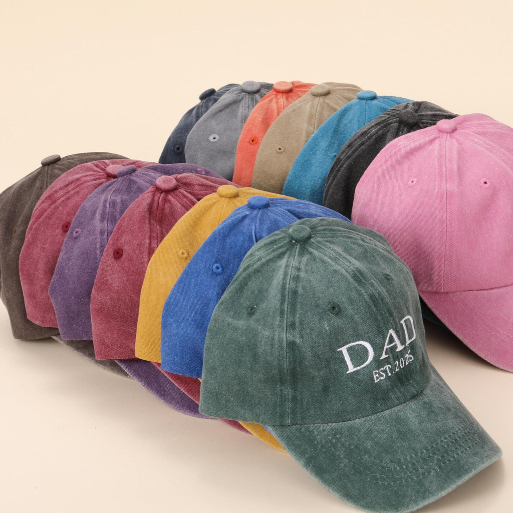 Personalized Dad Embroidered Hat, Vintage Baseball Cap for Dad, Custom Grandpa Hat with Est Year, Fathers Day Gift, Unisex Baseball Hat.