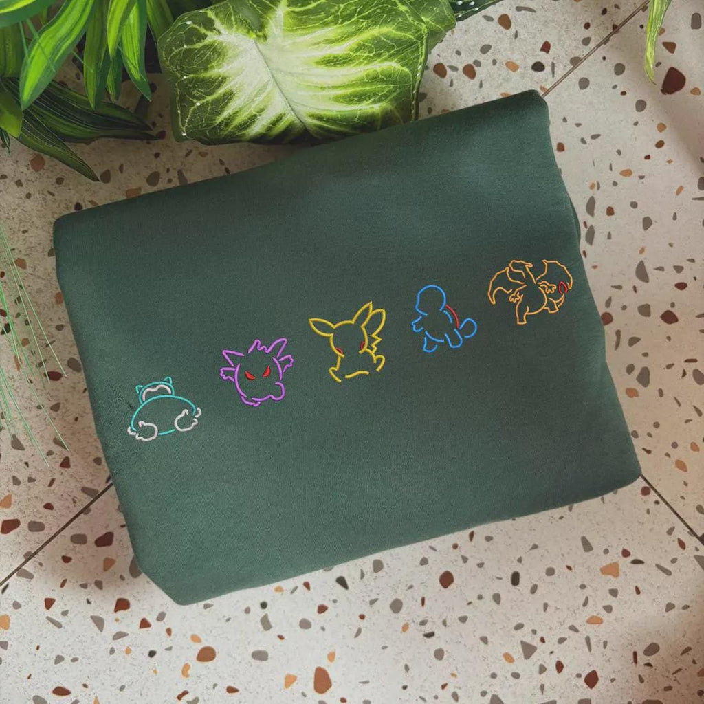 Custom Poke Collection Embroidered Sweatshirt, Personalized Gamer Crewneck Gift