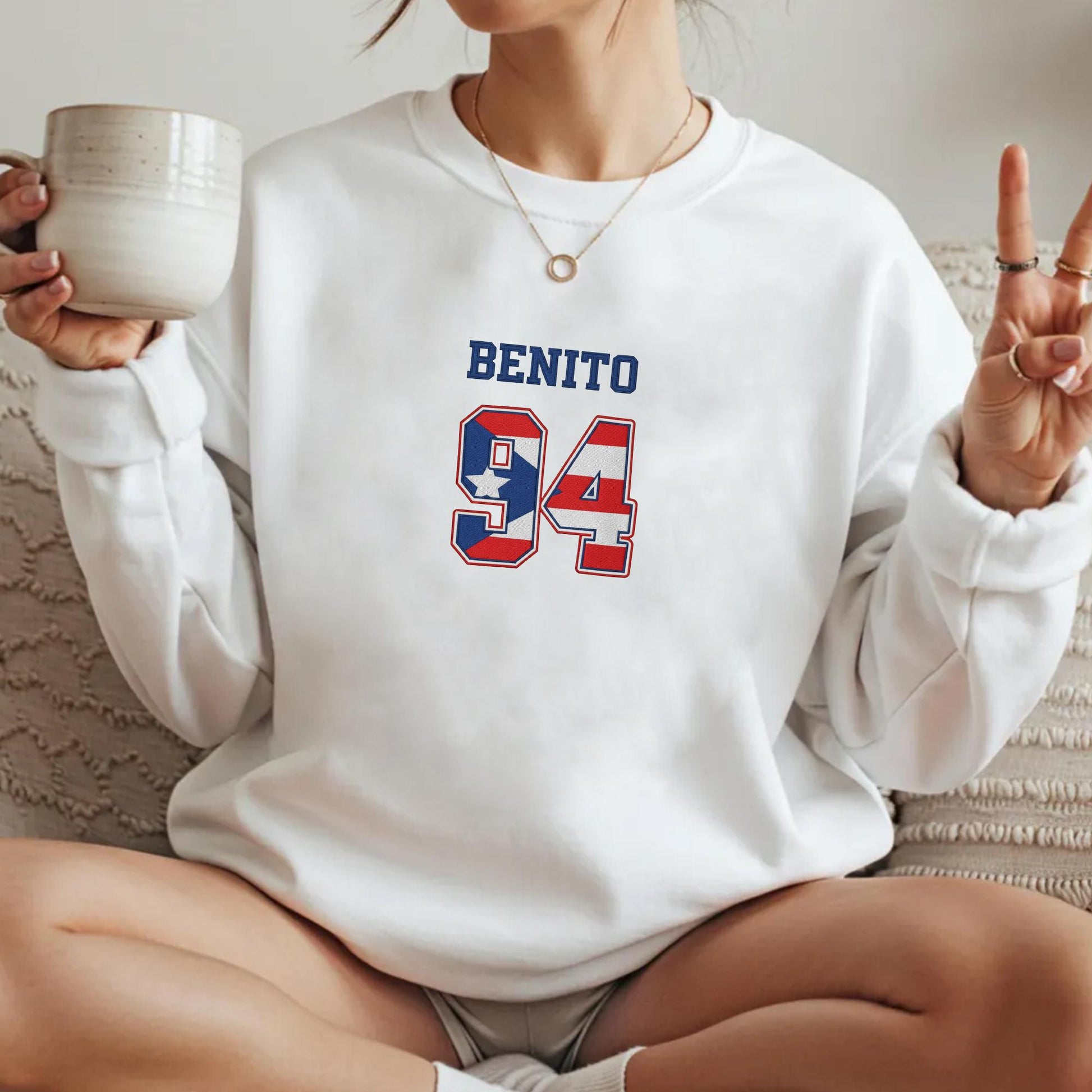 Bad Bunny “Benito Bowl” Embroidered Sweatshirt – American Football Game Inspired | Final Football Game Crewneck