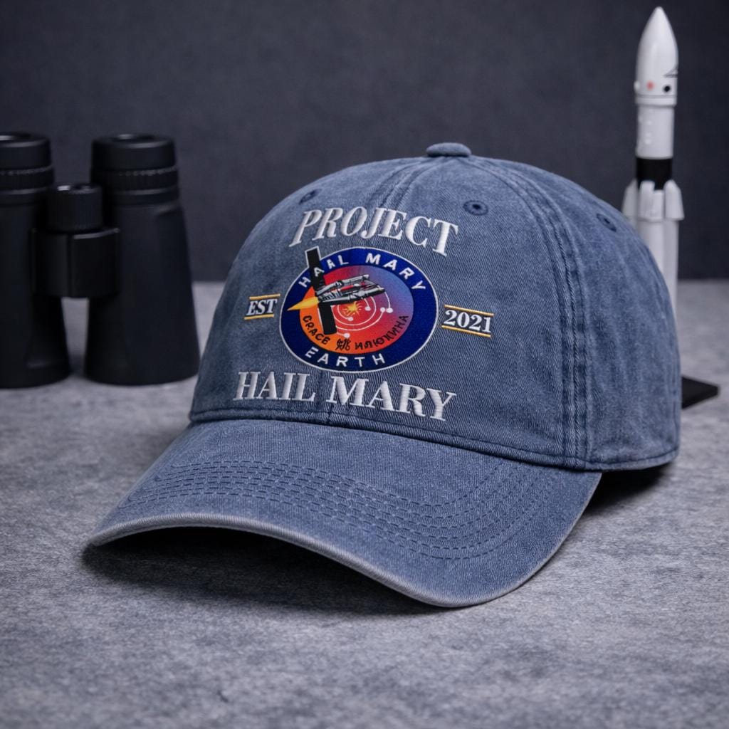 Project Hail Mary Embroidered Hat, Amaze Retro Sci-Fi Denim Cap, Rocky Eridian Cap, Booktok Alien Merch
