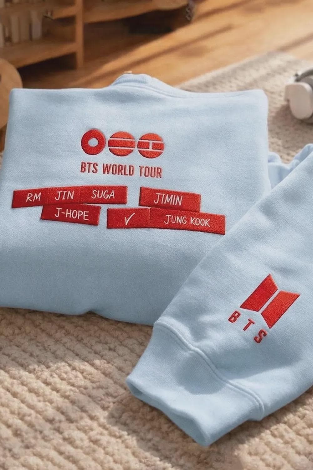 BTS Embroidered Sweatshirt, World Tour 2026 Crewneck, Kpop Fan Gift Pullover