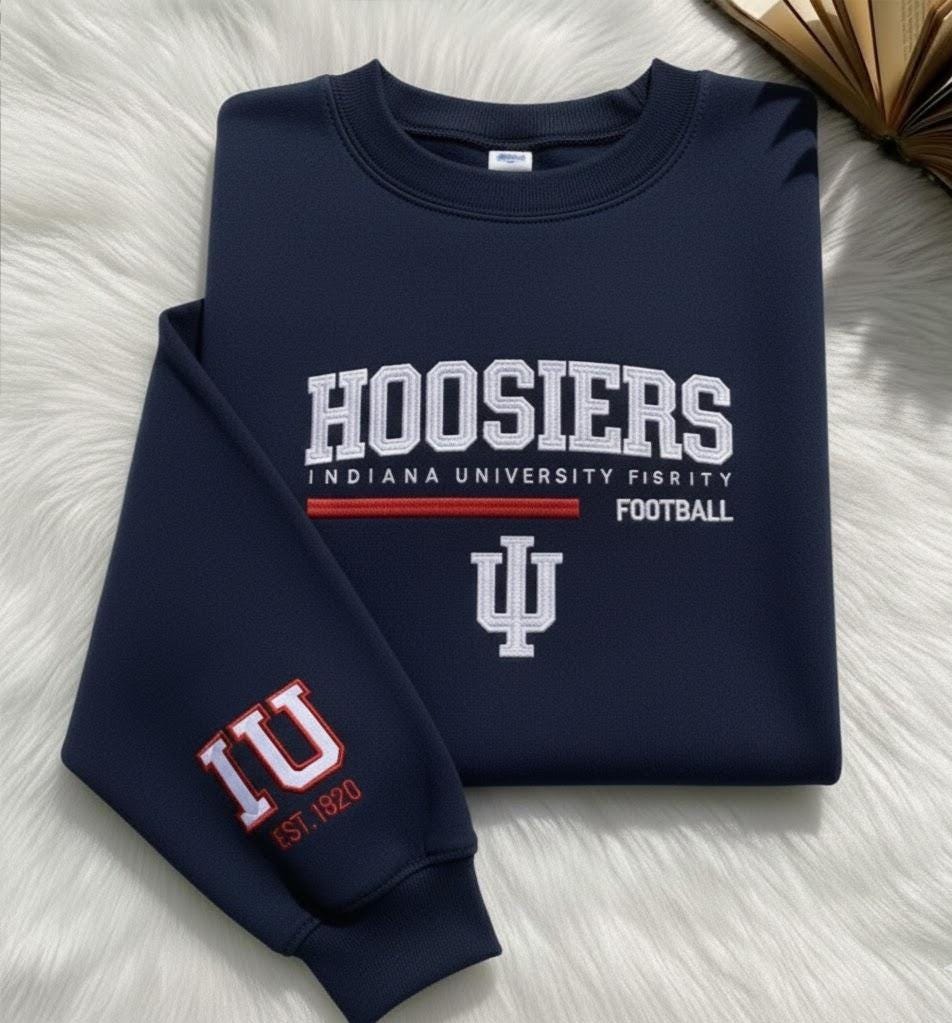 Embroidered Indiana Hoosiers Shirt, IU Hoosiers Sweatshirt, Indiana State Pride Apparel, College Football Gameday Shirt, Gift for Hoosiers Fan