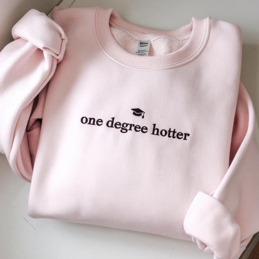 One Degree Hotter Embroidered Sweatshirt, Graduation Gift, College Grad Sweatshirt, Class of 2026 Crewneck, Senior Gift