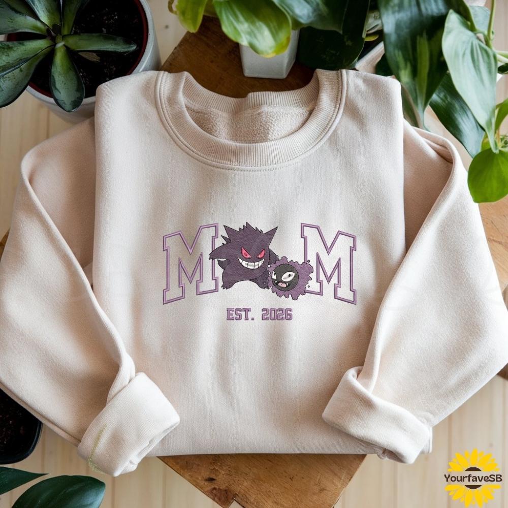 Custom PokeMom Embroidered Shirt, Mother's Day Gift, Birthday Gift For Mom, Pocket Beast, Personalized Anime Characters Sweatshirt