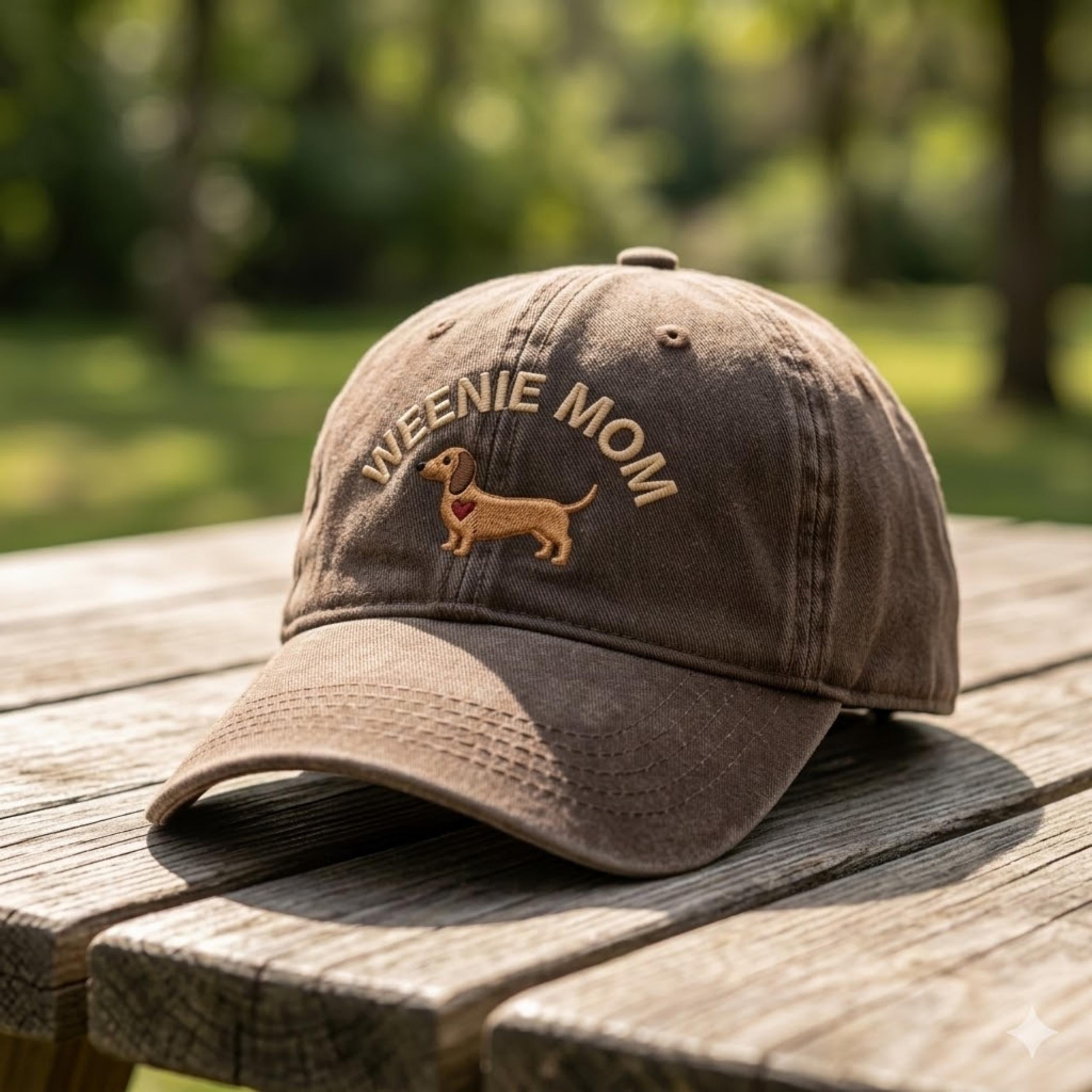 Dachshund Embroidered Baseball Hat, Weenie Mom Cap, Cotton Polyester Dad Hat, Cute Dog Lover Gift