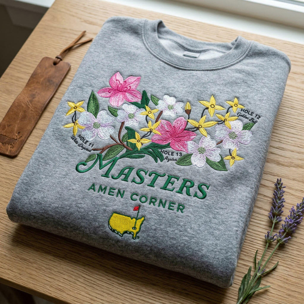Embroidered Masters Amen Corner Floral Sweatshirt | Golf Tournament Apparel