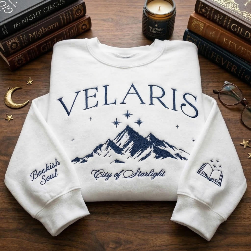 Velaris City Of Starlight Embroidered Shirt, ACOTAR Night Court Embroidery Sweatshirt, Bookish Gift For Readers, Fantasy Book Lover Apparel