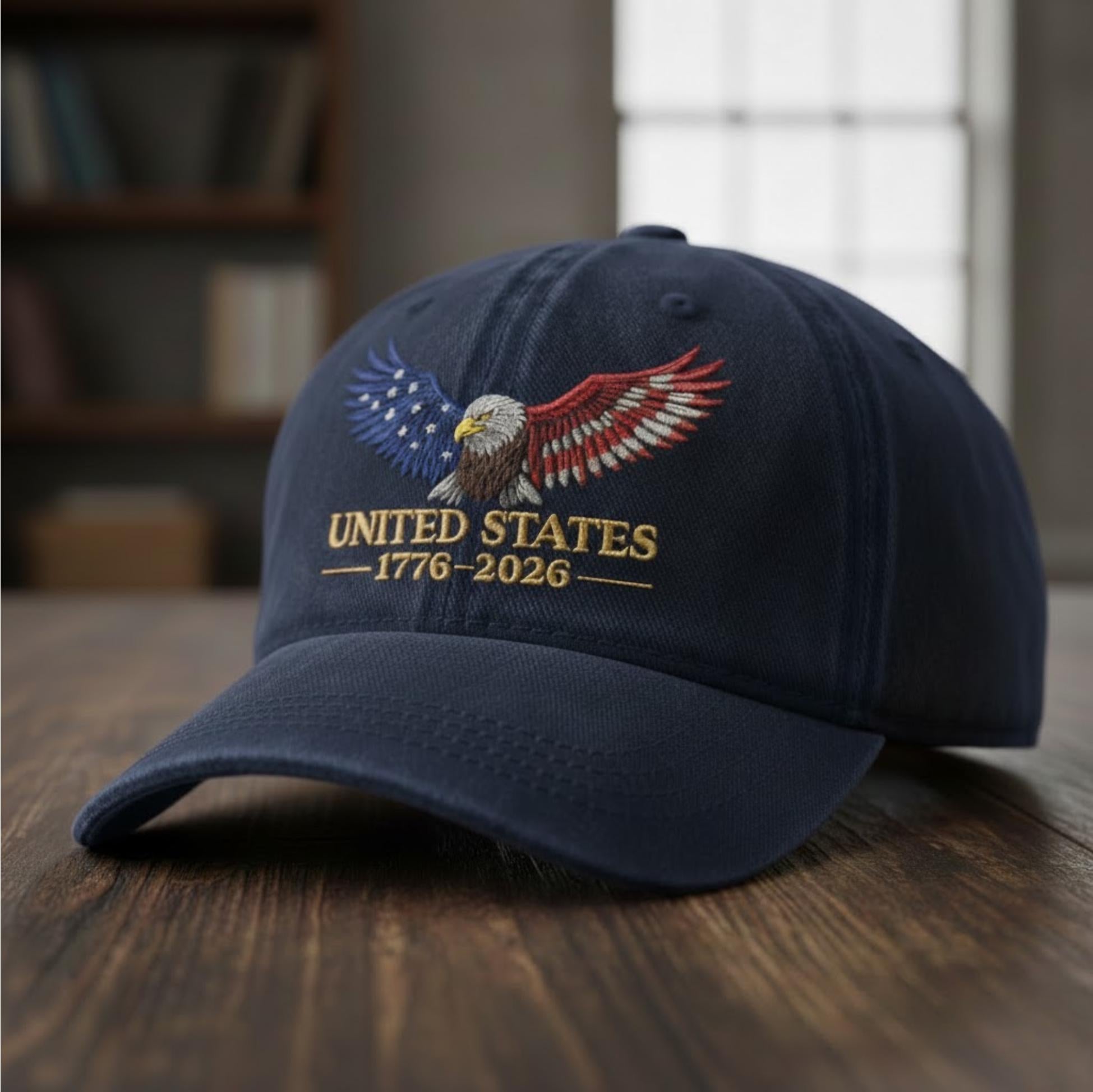 Eagle Flag Embroidered Hat, USA 250 Years Patriotic Eagle Embroidered Cap, 1776 2026 Freedom Baseball Hat, Anniversary Gift