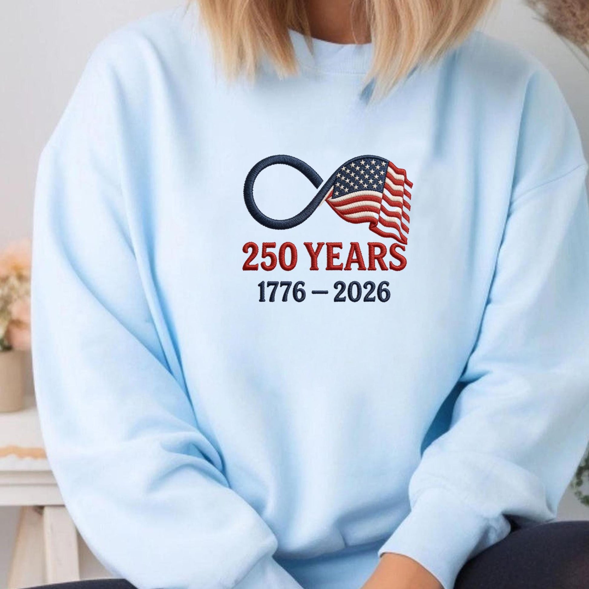 USA 250th Anniversary Embroidery Sweatshirt – FSL American Eagle Design | Semiquincentennial Patriotic Crewneck (Copy)