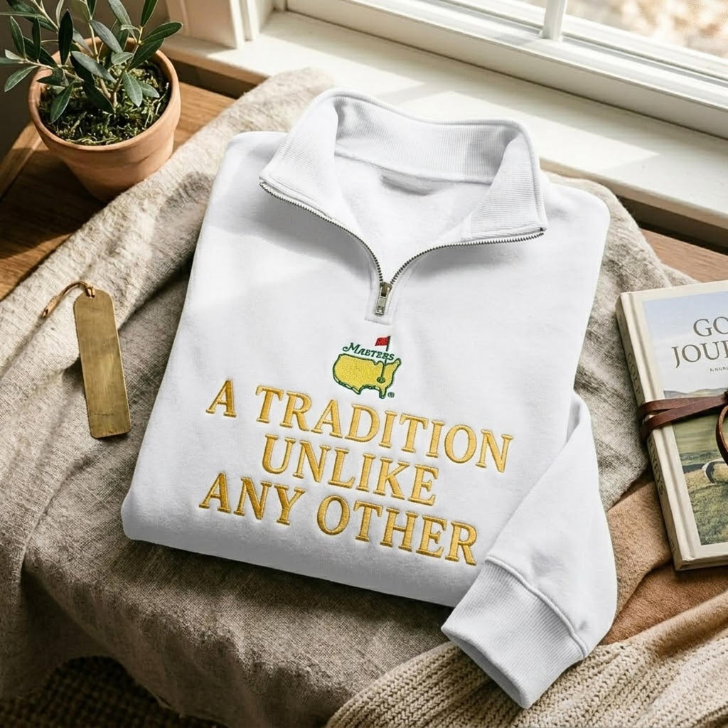 Masters Tournament Quarter Zip Sweatshirt, Embroidered Golf Tradition pullover