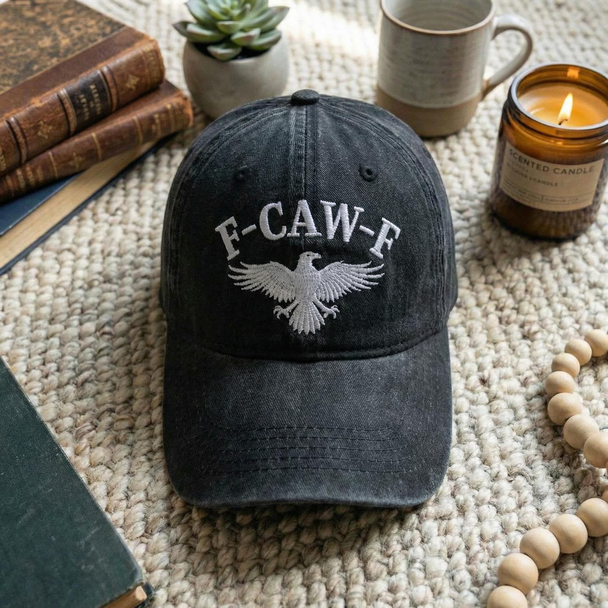 F-Caw-F Crow Embroidered Washed Hat Men Women Adjustable distressed Baseball Cap