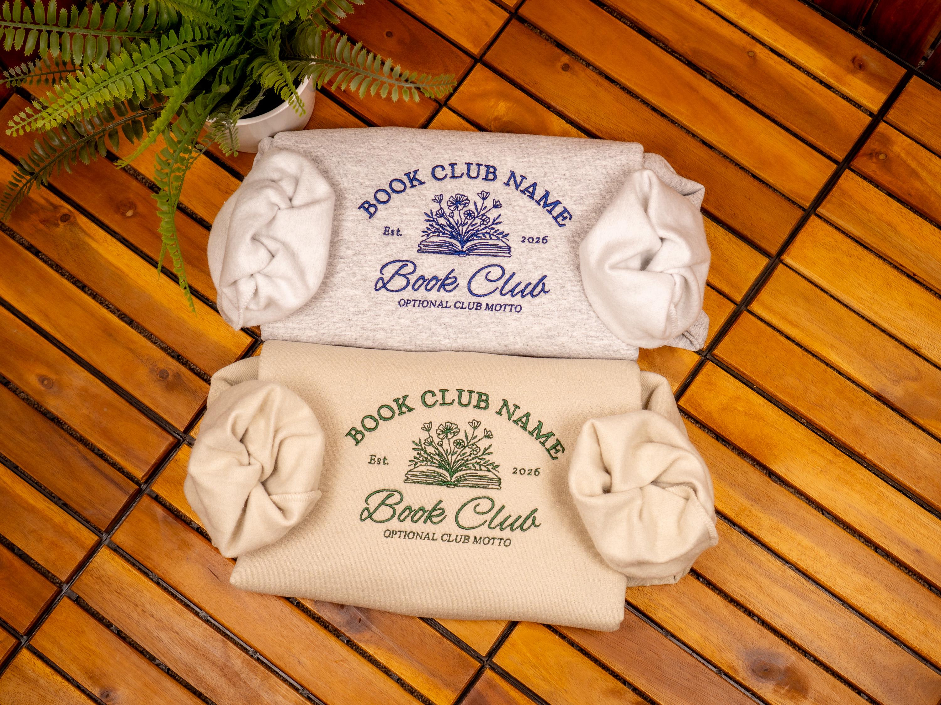 Embroidered Book Club Sweatshirt, Custom Book Club Crewneck, Personalized Reader Gift, Book Lover Shirt, Bookish Group Merch