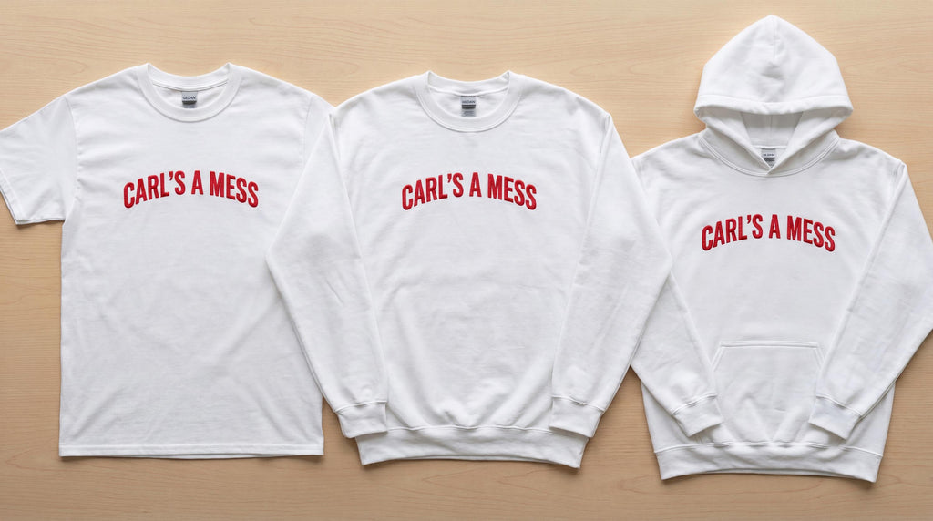 Embroidered Carls a Mess Shirt, Funny Minimalist Quote Tee, Unisex Cotton Casual Top, Trendy Streetwear Style, Soft Everyday Outfit Gift