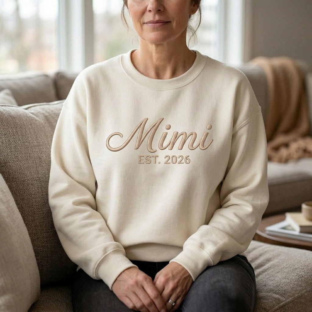 Custom Embroidered Grandma Mama Nana Mimi Sweatshirt & Hoodie, Gift For New Mom, Mothers Day Gifts,