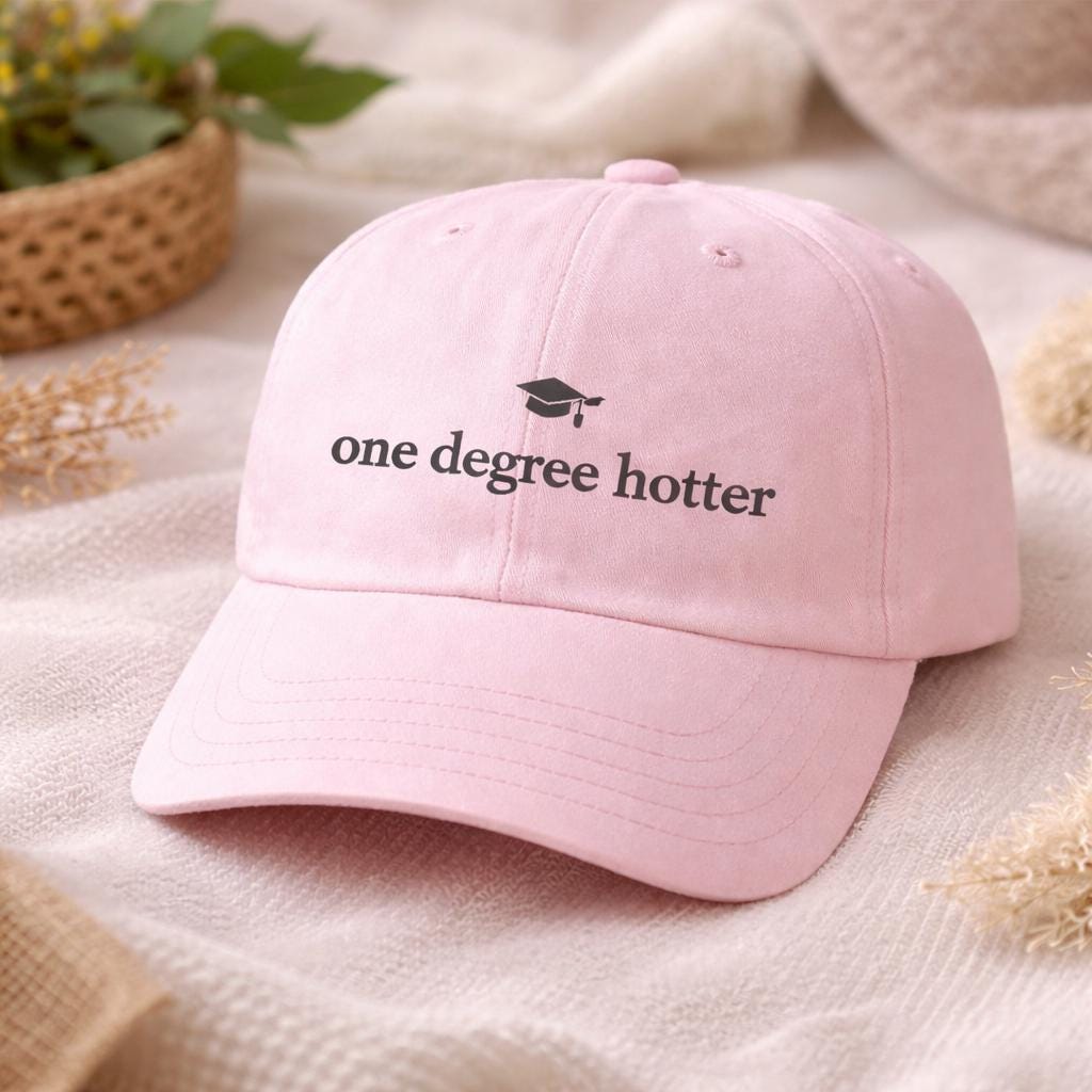 One Degree Hotter Embroidered Cap, Graduation Gift Hat, Class of 2026 Cap, Funny Grad Hat, Senior Gift