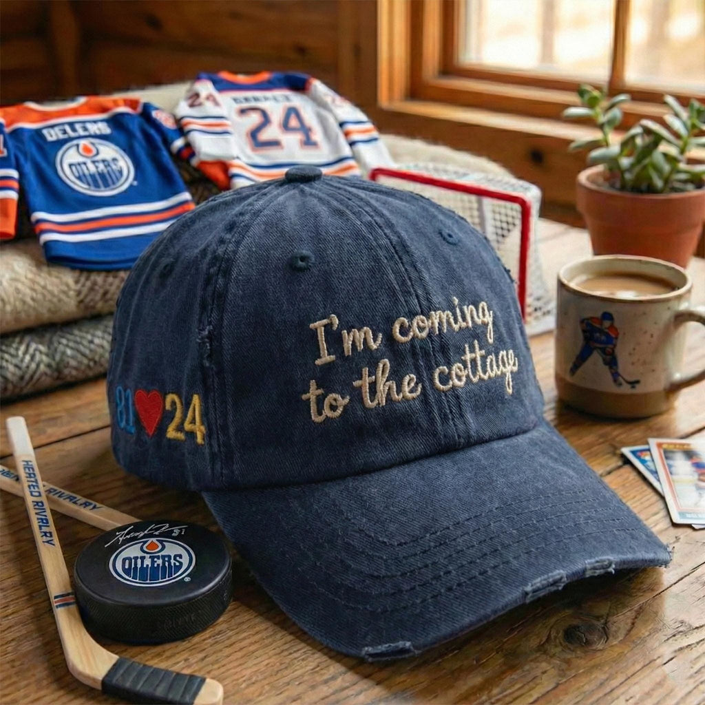 I'm Coming To The Cottage Embroidered Hat, Hockey Romance LGBT Hockey Fan Gift Heated Movie Rivalry Hat, Shane and Ilya, heated rivalry hats