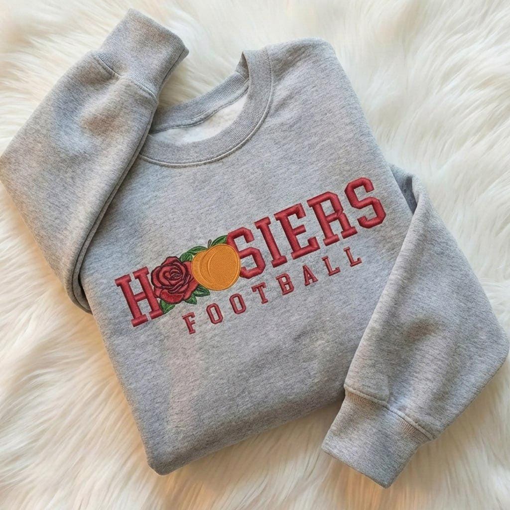 Embroidered Indiana Rose Peach Bowl 2026 Shirt & Sweatshirt, Trendy Game Day Apparel, Indiana Football Fan Hoodie, Unisex Tee, College Football Gift